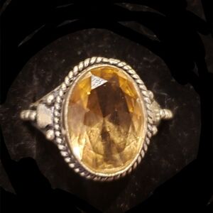 Sterling & Morganite Ring, NWOT, Large Faceted Stone, Stamped 925, Peachy Color.